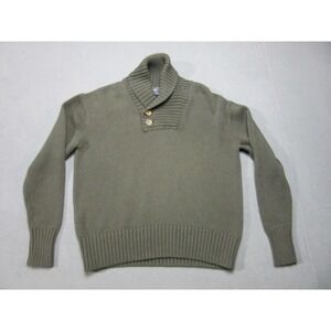 Bills Khakis Sweater Mens Small Olive Green Shawl Collar Button Heavyweight New